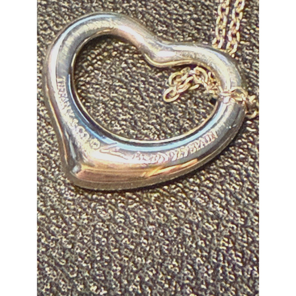 Tiffany & Co. Elsa Peretti Open Heart Charm Sterling Silver 925 on 16" Chain - Picture 7 of 9